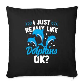 I like dolphins just very much dolphins dolphin - Sofa pillowcase 17,3'' x 17,3'' (45 x 45 cm) - black - Front
