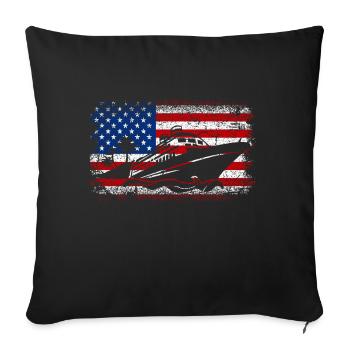 4 juillet Navire de croisière Pavillon américain États-Unis - Housse de coussin décorative 45 x 45 cm - noir - Devant