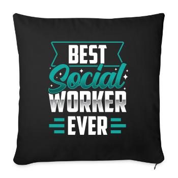 Meilleur travailleur social de tous les temps en travail social - Housse de coussin décorative 45 x 45 cm - noir - Devant
