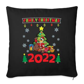 Noël en famille 2022 Drôle d’amoureux de Noël assorti - Housse de coussin décorative 45 x 45 cm - noir - Devant