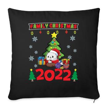 Noël en famille 2022 Drôle d’amoureux de Noël assorti - Housse de coussin décorative 45 x 45 cm - noir - Devant