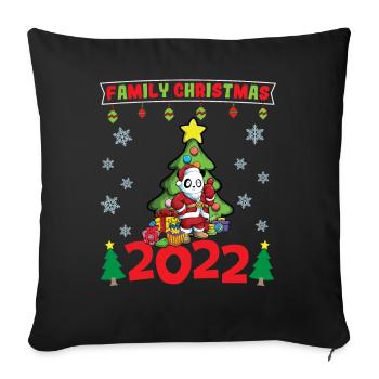 Noël en famille 2022 Drôle d’amoureux de Noël assorti - Housse de coussin décorative 45 x 45 cm - noir - Devant