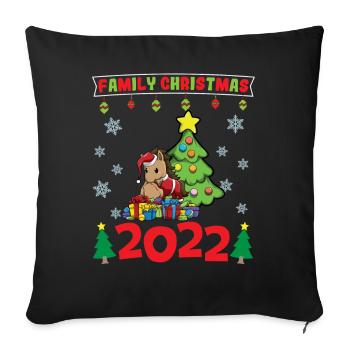 Noël en famille 2022 Drôle d’amoureux de Noël assorti - Housse de coussin décorative 45 x 45 cm - noir - Devant