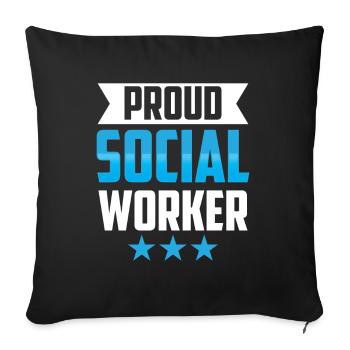 Formation de travailleur social fier - Housse de coussin décorative 45 x 45 cm - noir - Devant