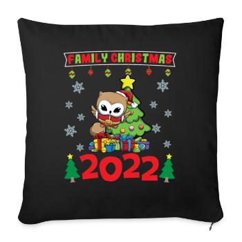 Noël en famille 2022 Drôle d’amoureux de Noël assorti - Housse de coussin décorative 45 x 45 cm - noir - Devant
