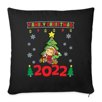 Noël en famille 2022 Drôle d’amoureux de Noël assorti - Housse de coussin décorative 45 x 45 cm - noir - Devant