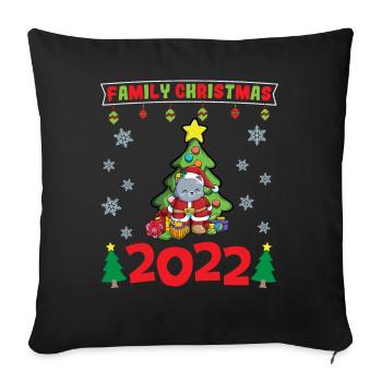 Noël en famille 2022 Drôle d’amoureux de Noël assorti - Housse de coussin décorative 45 x 45 cm - noir - Devant
