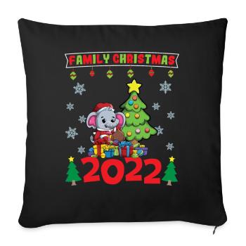 Noël en famille 2022 Drôle d’amoureux de Noël assorti - Housse de coussin décorative 45 x 45 cm - noir - Devant