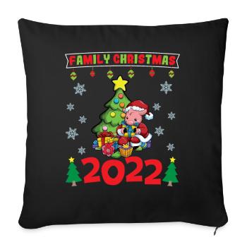 Noël en famille 2022 Drôle d’amoureux de Noël assorti - Housse de coussin décorative 45 x 45 cm - noir - Devant