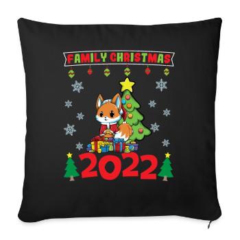 Noël en famille 2022 Drôle d’amoureux de Noël assorti - Housse de coussin décorative 45 x 45 cm - noir - Devant