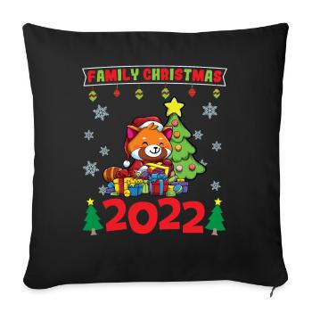Noël en famille 2022 Drôle d’amoureux de Noël assorti - Housse de coussin décorative 45 x 45 cm - noir - Devant