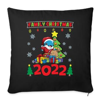 Noël en famille 2022 Drôle d’amoureux de Noël assorti - Housse de coussin décorative 45 x 45 cm - noir - Devant