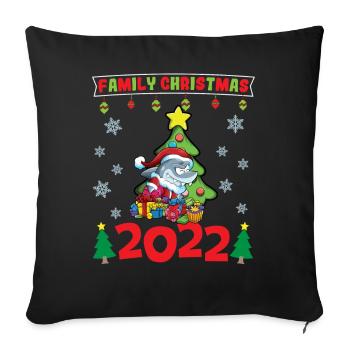 Noël en famille 2022 Drôle d’amoureux de Noël assorti - Housse de coussin décorative 45 x 45 cm - noir - Devant