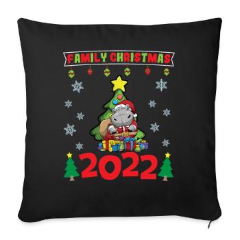 Noël en famille 2022 Drôle d’amoureux de Noël assorti - Housse de coussin décorative 45 x 45 cm - noir - Devant