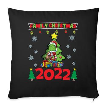 Noël en famille 2022 Drôle d’amoureux de Noël assorti - Housse de coussin décorative 45 x 45 cm - noir - Devant