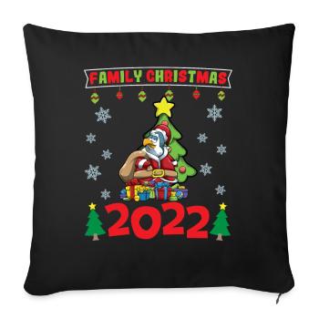 Noël en famille 2022 Drôle d’amoureux de Noël assorti - Housse de coussin décorative 45 x 45 cm - noir - Devant