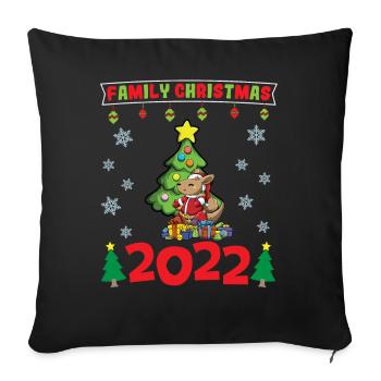 Noël en famille 2022 Drôle d’amoureux de Noël assorti - Housse de coussin décorative 45 x 45 cm - noir - Devant