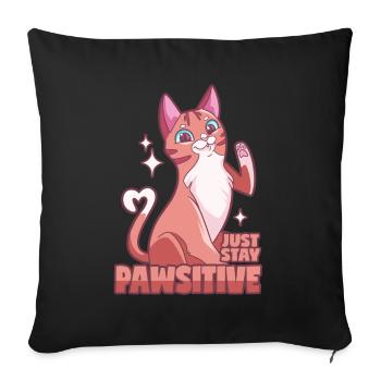 Chat positif - Pawsitive! - Housse de coussin décorative 45 x 45 cm - noir - Devant