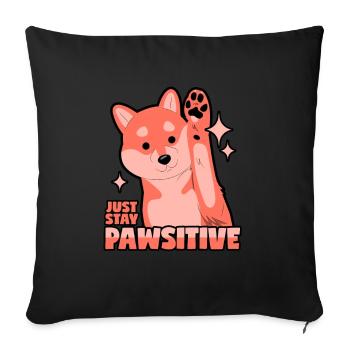 Chien optimiste : Pawsitive - Housse de coussin décorative 45 x 45 cm - noir - Devant