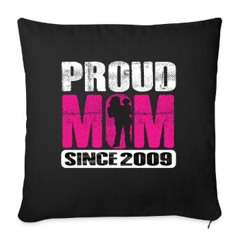 Maman fière depuis 2009 - Housse de coussin décorative 45 x 45 cm - noir - Devant