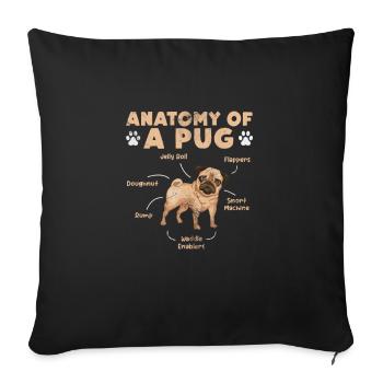Mops - Sofakissenbezug 45 x 45 cm - Schwarz - Vorne