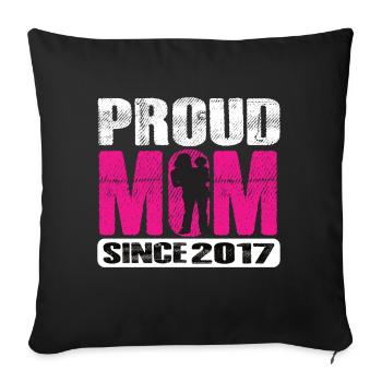 Maman fière depuis 2017 - Housse de coussin décorative 45 x 45 cm - noir - Devant