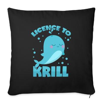 Jeux de mots sur les baleines - permis de manger du krill - Housse de coussin décorative 45 x 45 cm - noir - Devant