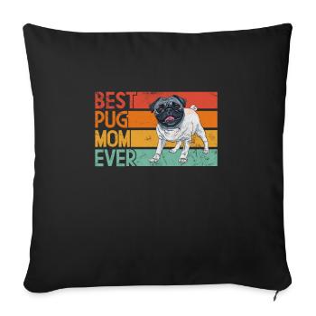 Pug - Sofa pillowcase 17,3'' x 17,3'' (45 x 45 cm) - black - Front