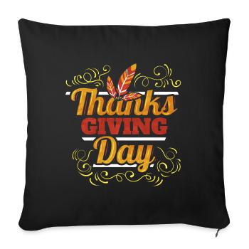 Thanks Giving Day Logo Feathers Thanksgiving - Sofakissenbezug 45 x 45 cm - Schwarz - Vorne