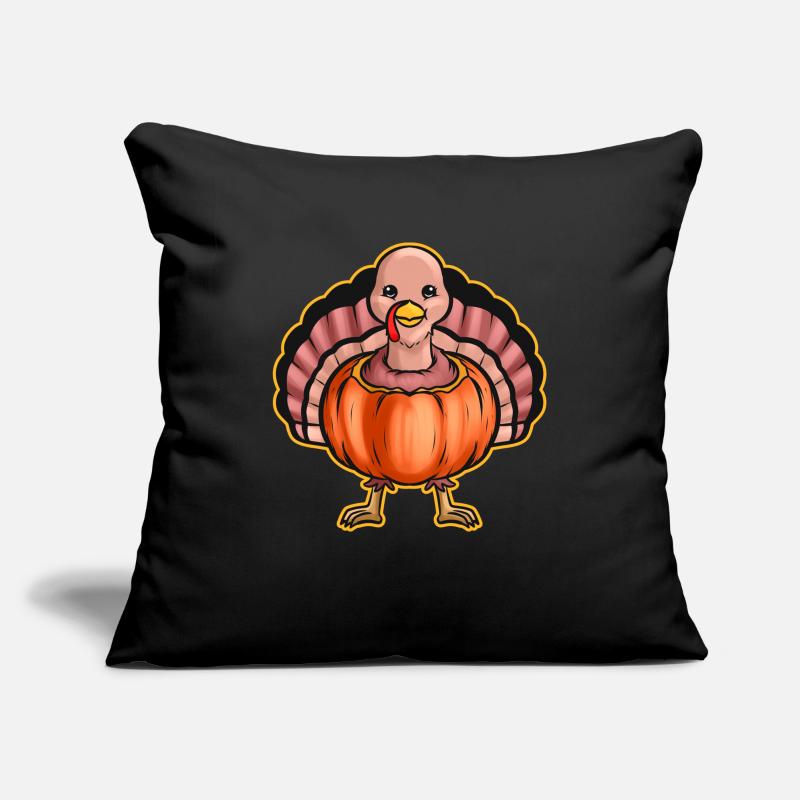 Turkey Stuck In A Pumpkin Stuffing Outside On Sofakissenbezug 45 x 45 cm