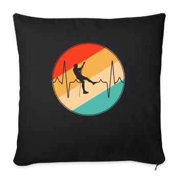 Escalade rétro heartbeat - Housse de coussin décorative 45 x 45 cm - noir - Devant