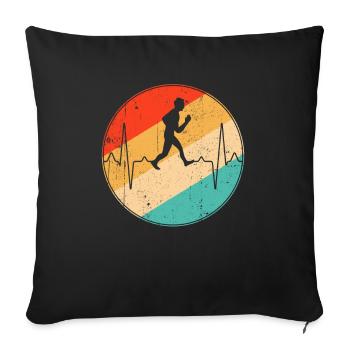 Jogging Retro Heartbeat - Housse de coussin décorative 45 x 45 cm - noir - Devant