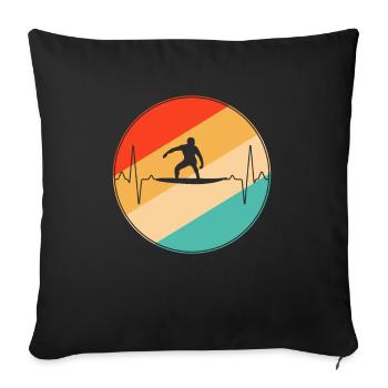 Surfing Retro Heartbeat - Sofa pillowcase 17,3'' x 17,3'' (45 x 45 cm) - black - Front