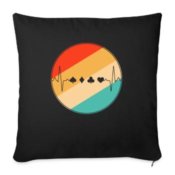 Poker Retro Heartbeat - Housse de coussin décorative 45 x 45 cm - noir - Devant
