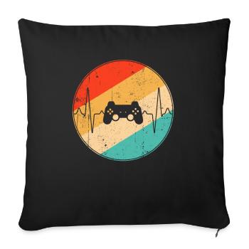 Gaming Retro Heartbeat - Sofa pillowcase 17,3'' x 17,3'' (45 x 45 cm) - black - Front