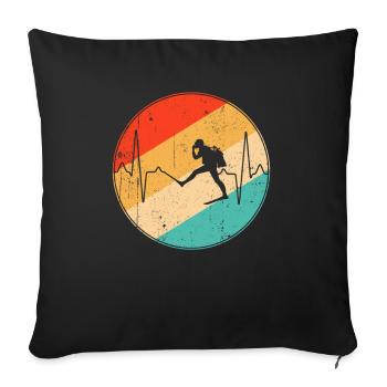 Diving Retro Heartbeat - Sofa pillowcase 17,3'' x 17,3'' (45 x 45 cm) - black - Front