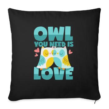 Amour des hiboux - Housse de coussin décorative 45 x 45 cm - noir - Devant