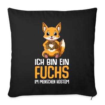 Fuchs Kostüm Füchse Kinder Mädchen Damen - Sofakissenbezug 45 x 45 cm - Schwarz - Vorne