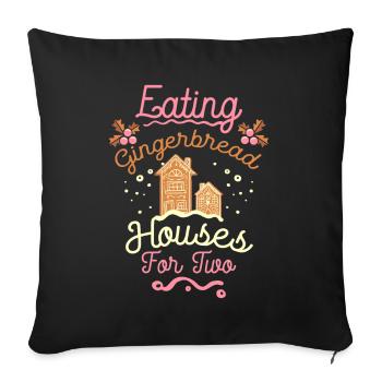 Pregnancy Eating gingerbread houses for two - Sofa pillowcase 17,3'' x 17,3'' (45 x 45 cm) - black - Front