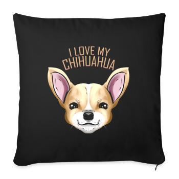 Dog Lover - J’aime mon Chihuahua - Housse de coussin décorative 45 x 45 cm - noir - Devant