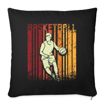 Joueur de basket-ball rétro vintage - Housse de coussin décorative 45 x 45 cm - noir - Devant