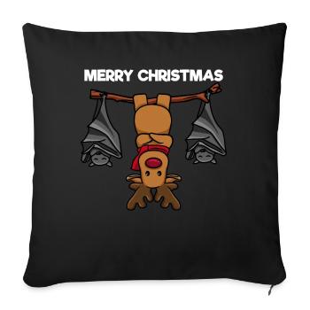 Merry Christmas Reindeer Bats - Sofa pillowcase 17,3'' x 17,3'' (45 x 45 cm) - black - Front