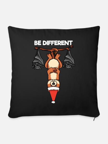 Be Different Wiesel Fledermaus Weihnachtsmann - Sofakissenbezug 45 x 45 cm - Schwarz