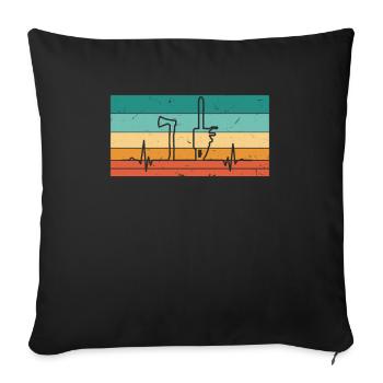 Bûcheron vintage à battement de cœur - Housse de coussin décorative 45 x 45 cm - noir - Devant