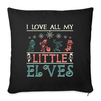 École des enseignants Noël Noël aime mes petits lutins - Housse de coussin décorative 45 x 45 cm - noir - Devant