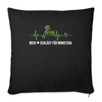 My heart beats for Monstera heartbeat plant - Sofa pillowcase 17,3'' x 17,3'' (45 x 45 cm) - black - Front