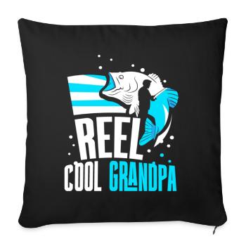 Reel Cool Opa Angeln Angler Fischen Fischer - Sofakissenbezug 45 x 45 cm - Schwarz - Vorne