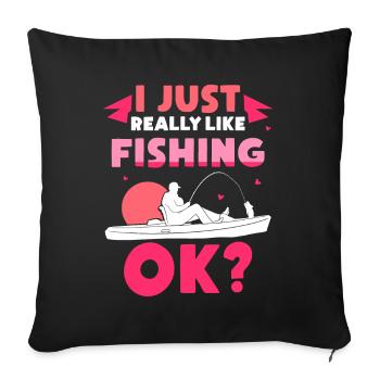 J’aime beaucoup pêcher la pêche - Housse de coussin décorative 45 x 45 cm - noir - Devant