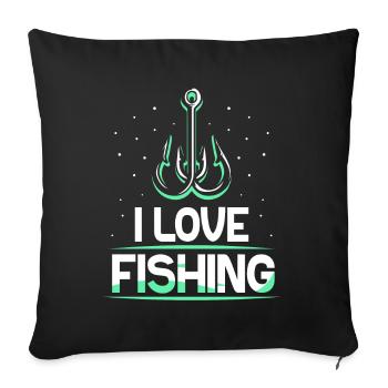 I Love Fishing Anglers Fishermen Fishing Fishing - Sofa pillowcase 17,3'' x 17,3'' (45 x 45 cm) - black - Front