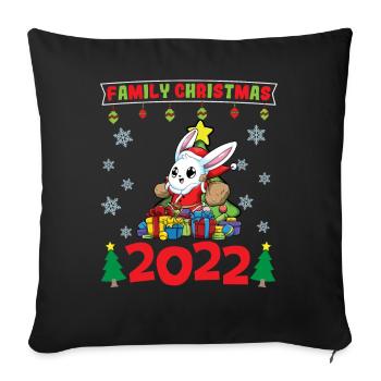 Noël en famille 2022 Drôle d’amoureux de Noël assorti - Housse de coussin décorative 45 x 45 cm - noir - Devant